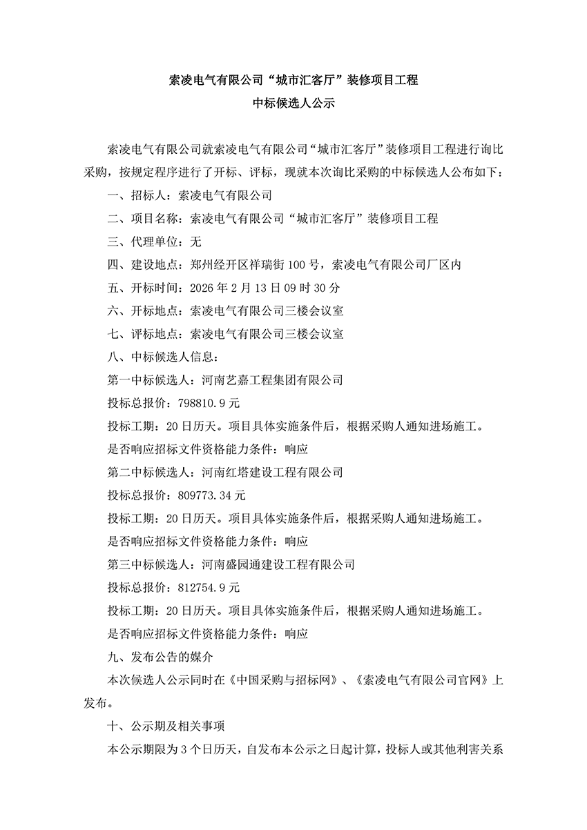 开云app官方在线入口_开云(中国)
“城市汇客厅”装修项目工程 中标候选人公示